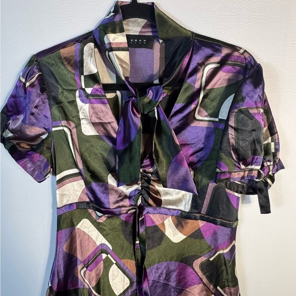 Koan Elegant Purple Geometric Italian Dress 6 - Picture 2 of 11